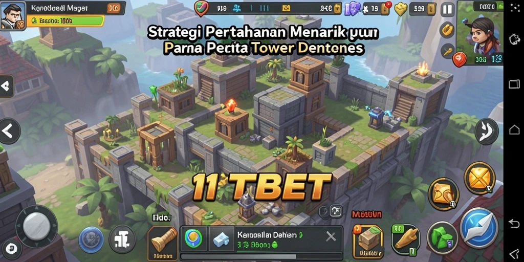 Tampilan menarik dari gameplay menara dan strategi Tower Defense.
