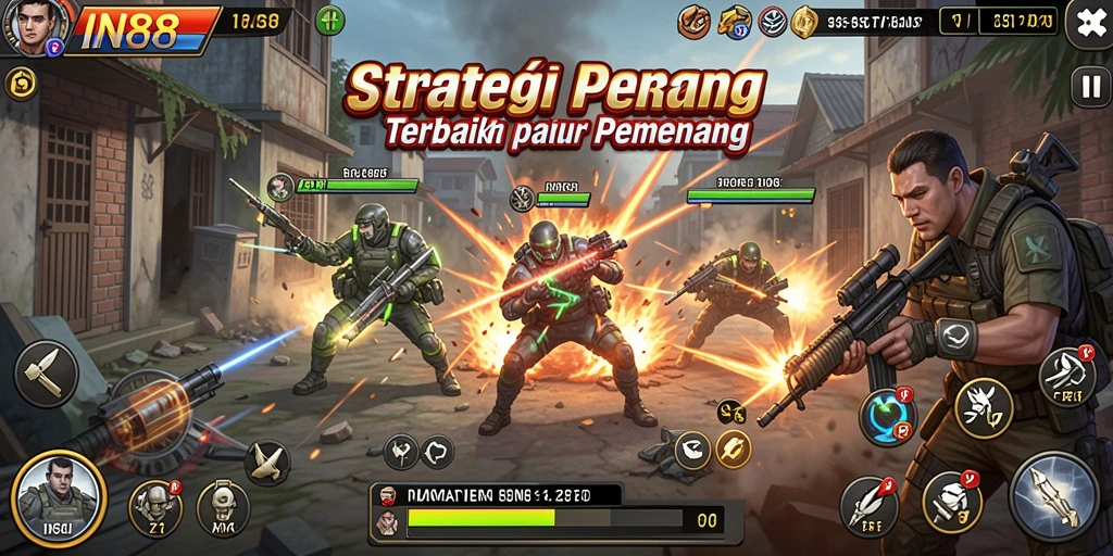 Tangkapan layar menunjukkan pertempuran seru dalam game strategi IN88.