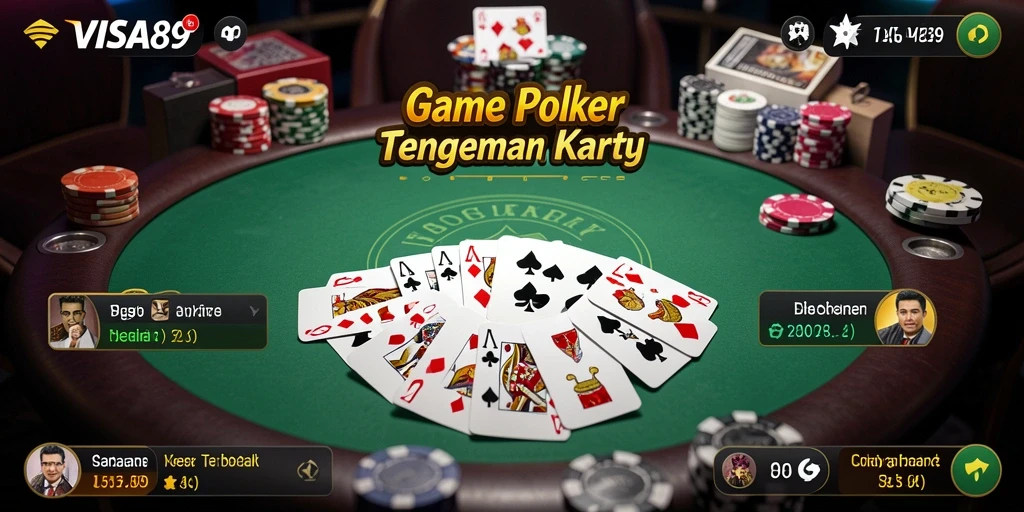 Screenshot utama menunjukkan gameplay Poker yang seru dan kompetitif.