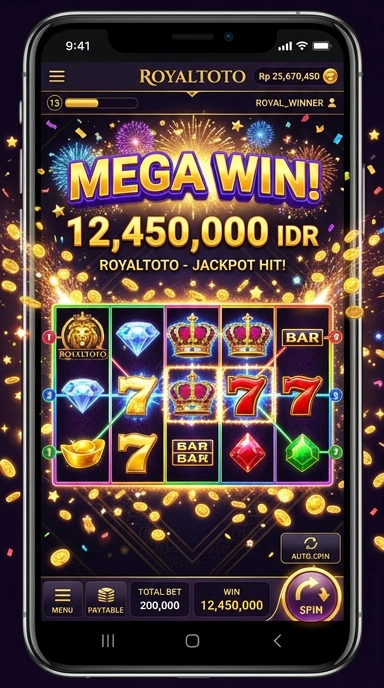 Layar utama aplikasi royaltoto menampilkan antarmuka yang intuitif.